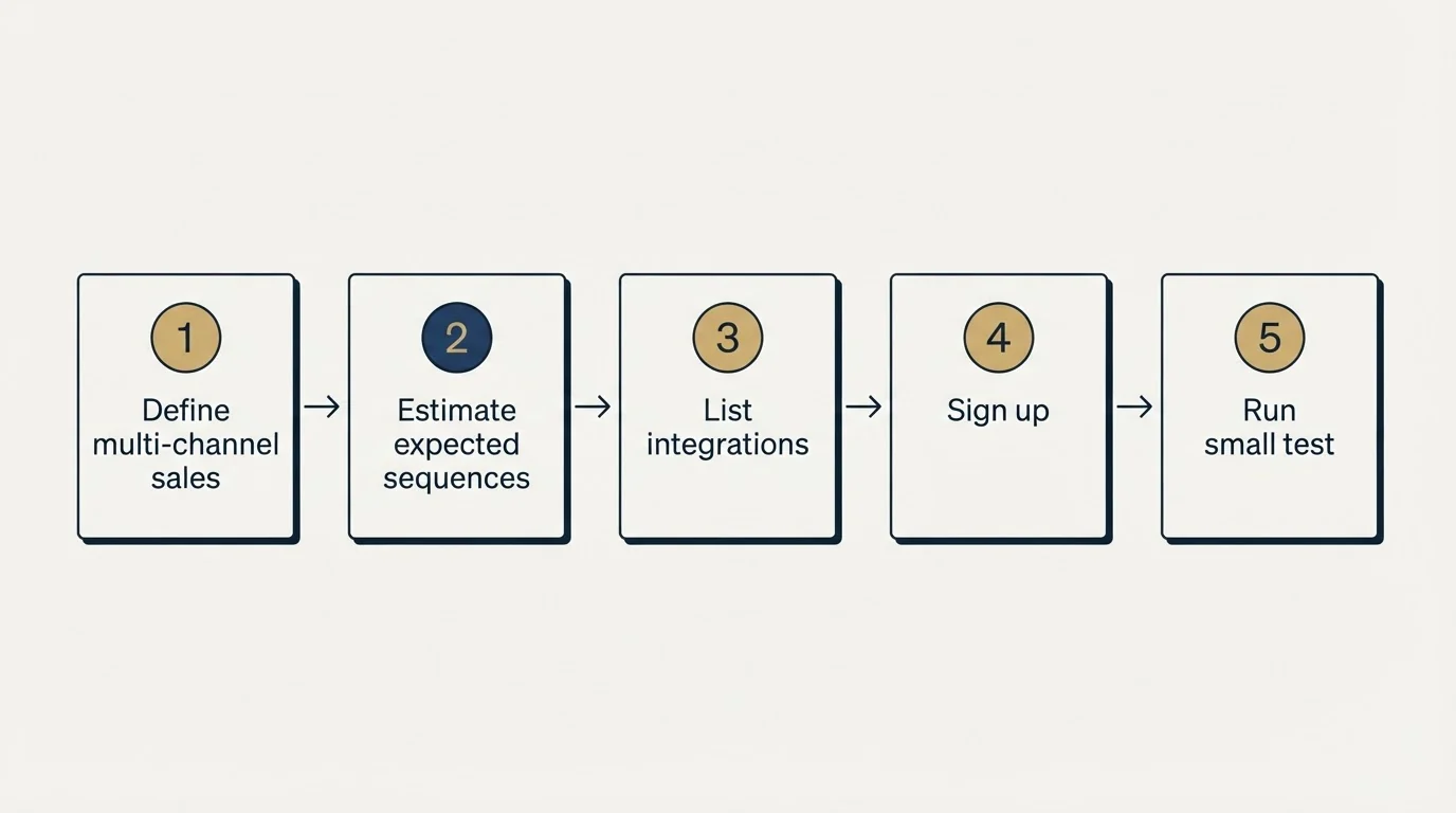 Step sequence: Getting Started Checklist (Define multi-channel sales, Estimate expected sequences, List integrations, Sign up)