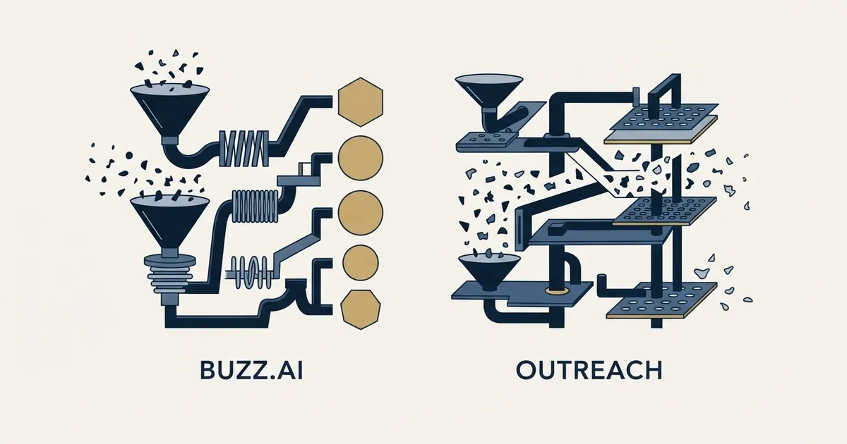 Editorial illustration for Buzz.ai vs Outreach