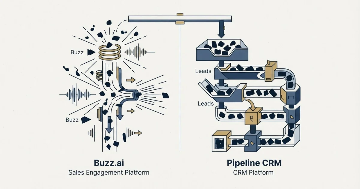 Editorial illustration for Buzz.ai vs Pipeline CRM
