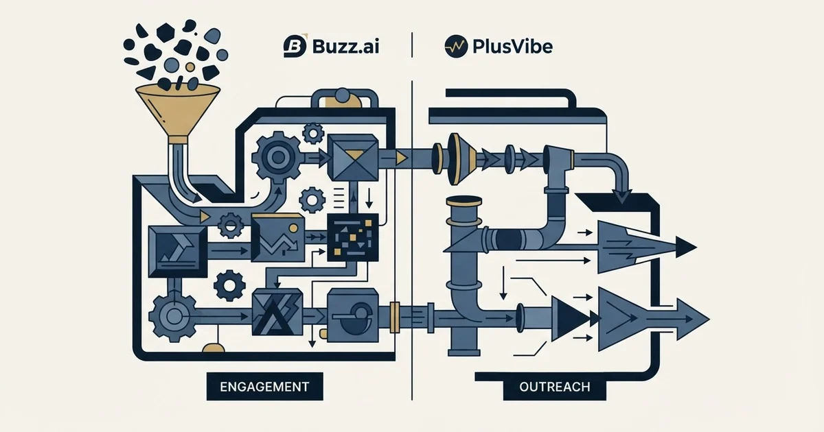 Editorial illustration for Buzz.ai vs PlusVibe