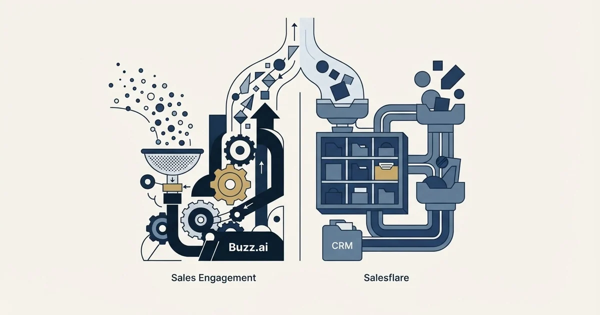 Editorial illustration for Buzz.ai vs Salesflare