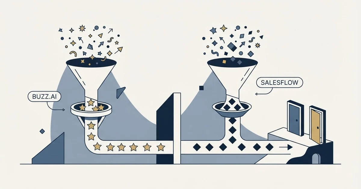 Editorial illustration for Buzz.ai vs Salesflow