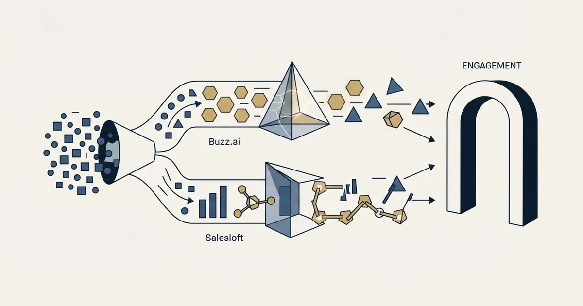 Editorial illustration for Buzz.ai vs Salesloft