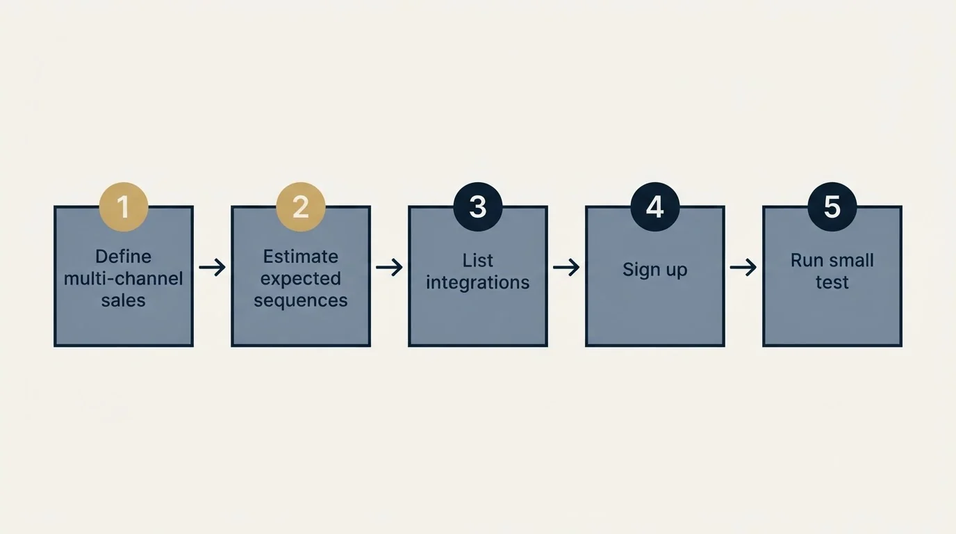 Step sequence: Getting Started Checklist (Define multi-channel sales, Estimate expected sequences, List integrations, Sign up)