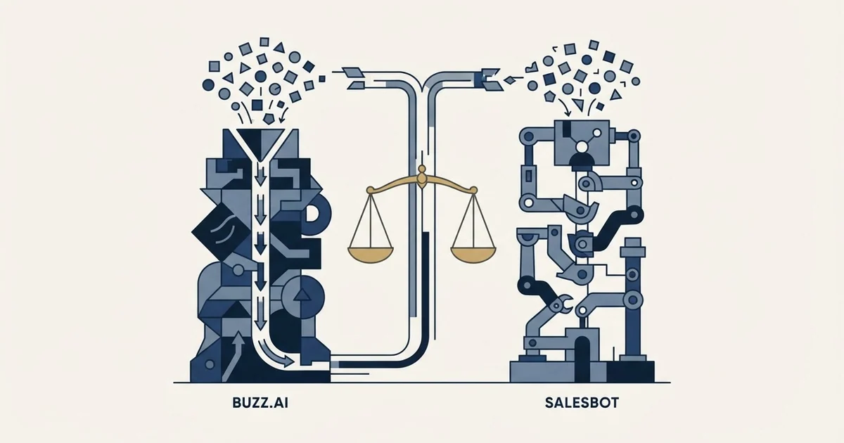Editorial illustration for Buzz.ai vs SalesRobot