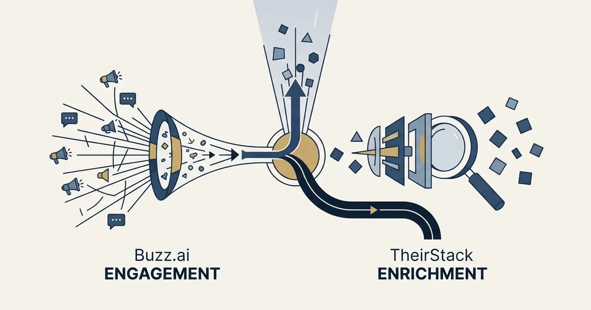 Editorial illustration for Buzz.ai vs TheirStack