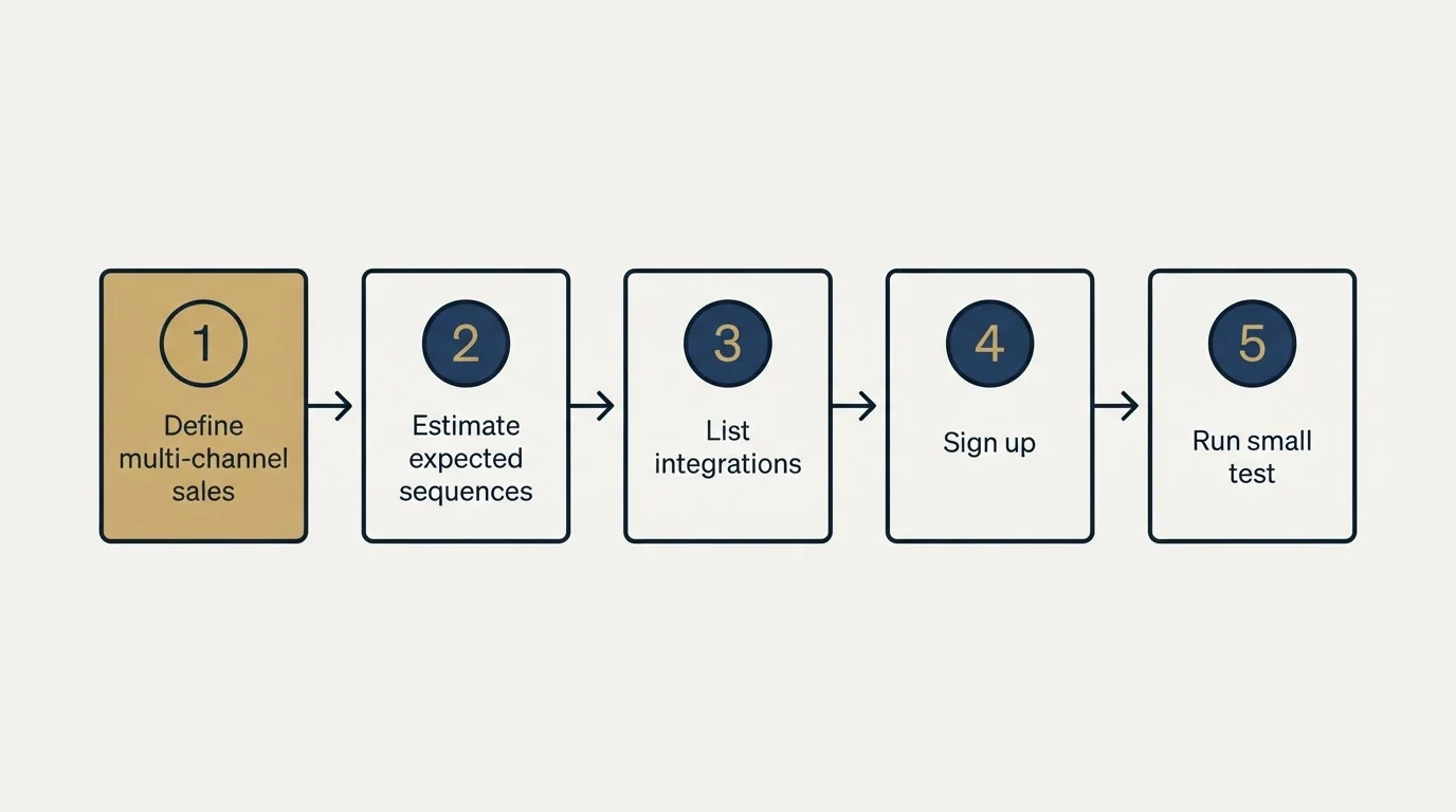 Step sequence: Getting Started Checklist (Define multi-channel sales, Estimate expected sequences, List integrations, Sign up)
