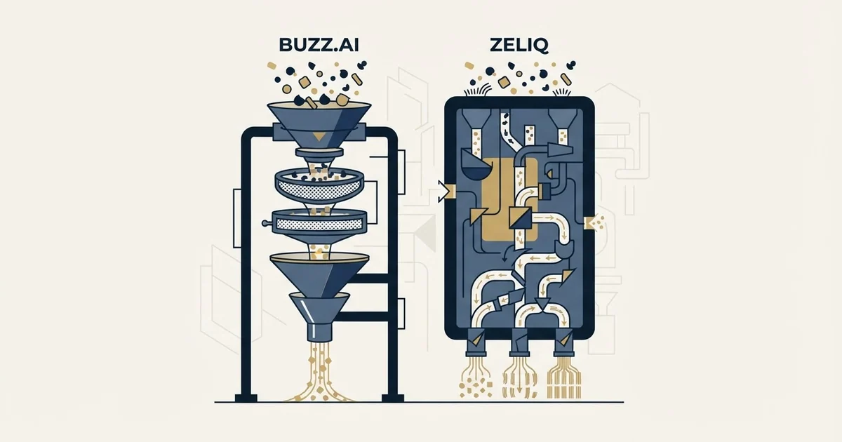 Editorial illustration for Buzz.ai vs Zeliq