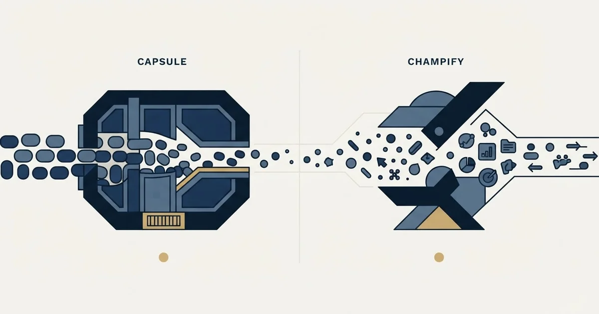Editorial illustration for Capsule CRM vs Champify
