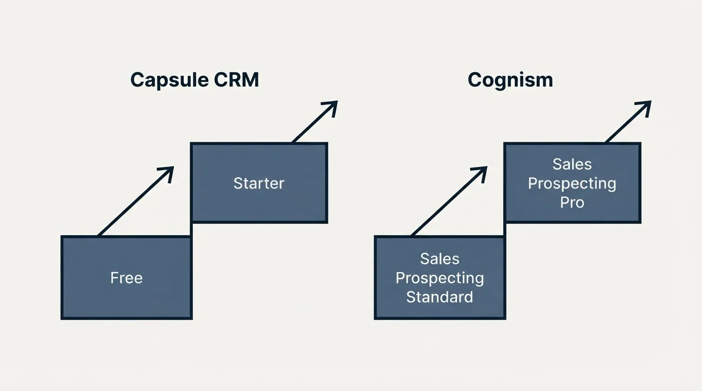 Pricing ladder: Pricing Comparison (Capsule CRM, Cognism, Free, Sales Prospecting Standard)