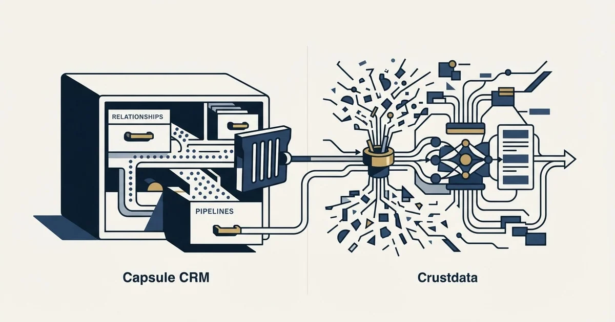 Editorial illustration for Capsule CRM vs Crustdata
