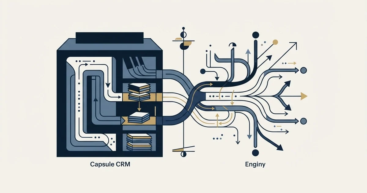 Editorial illustration for Capsule CRM vs Enginy