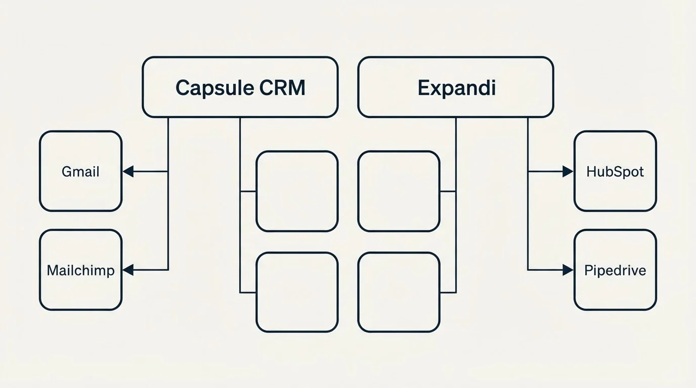 Integration grid: Integration Ecosystem (Capsule CRM, Expandi, Gmail, HubSpot)