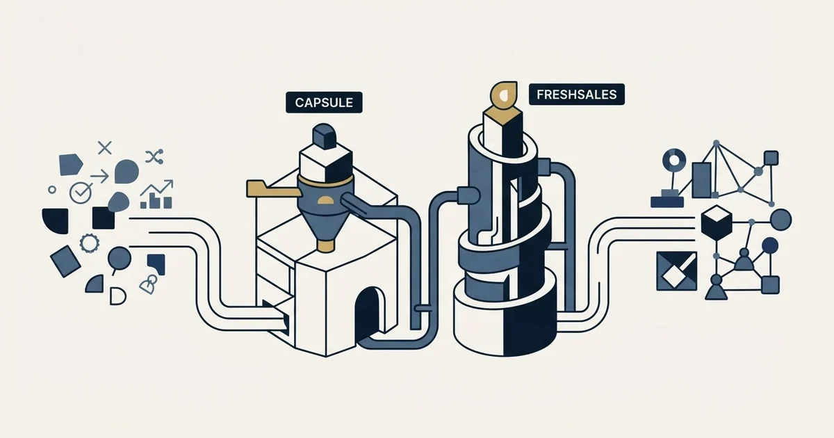 Editorial illustration for Capsule CRM vs Freshsales