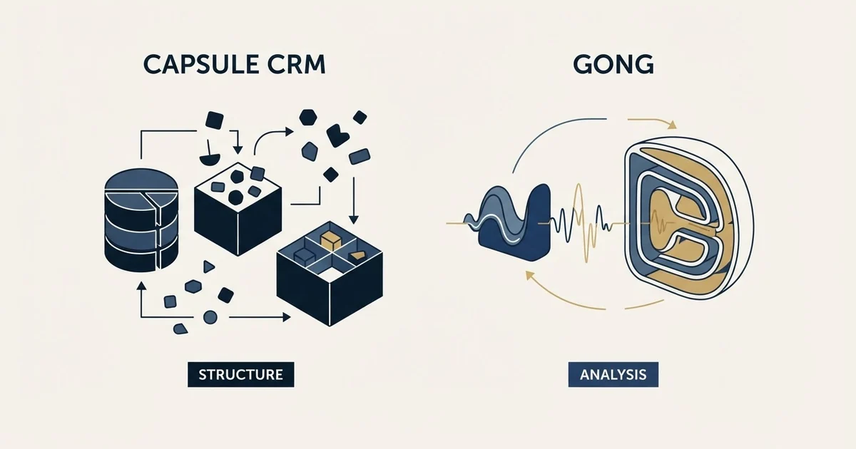 Editorial illustration for Capsule CRM vs Gong