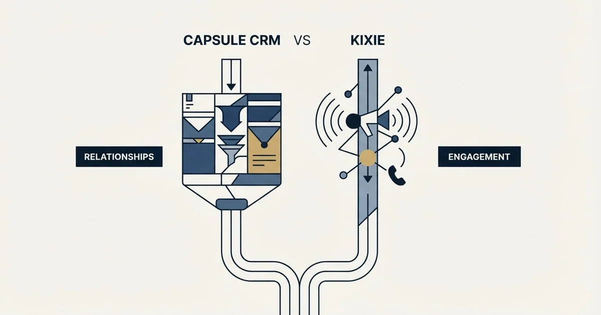 Editorial illustration for Capsule CRM vs Kixie