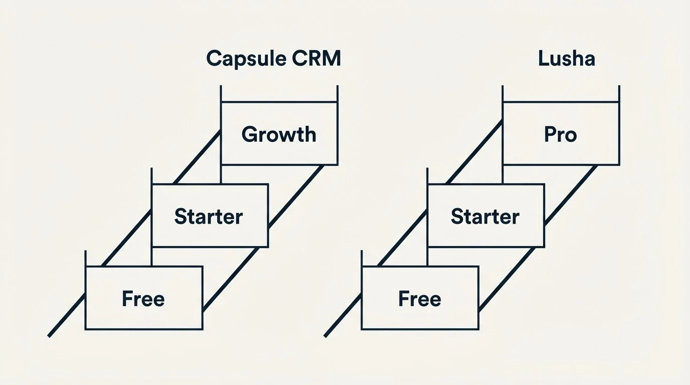 Pricing ladder: Pricing Comparison (Capsule CRM, Lusha, Free, Starter)