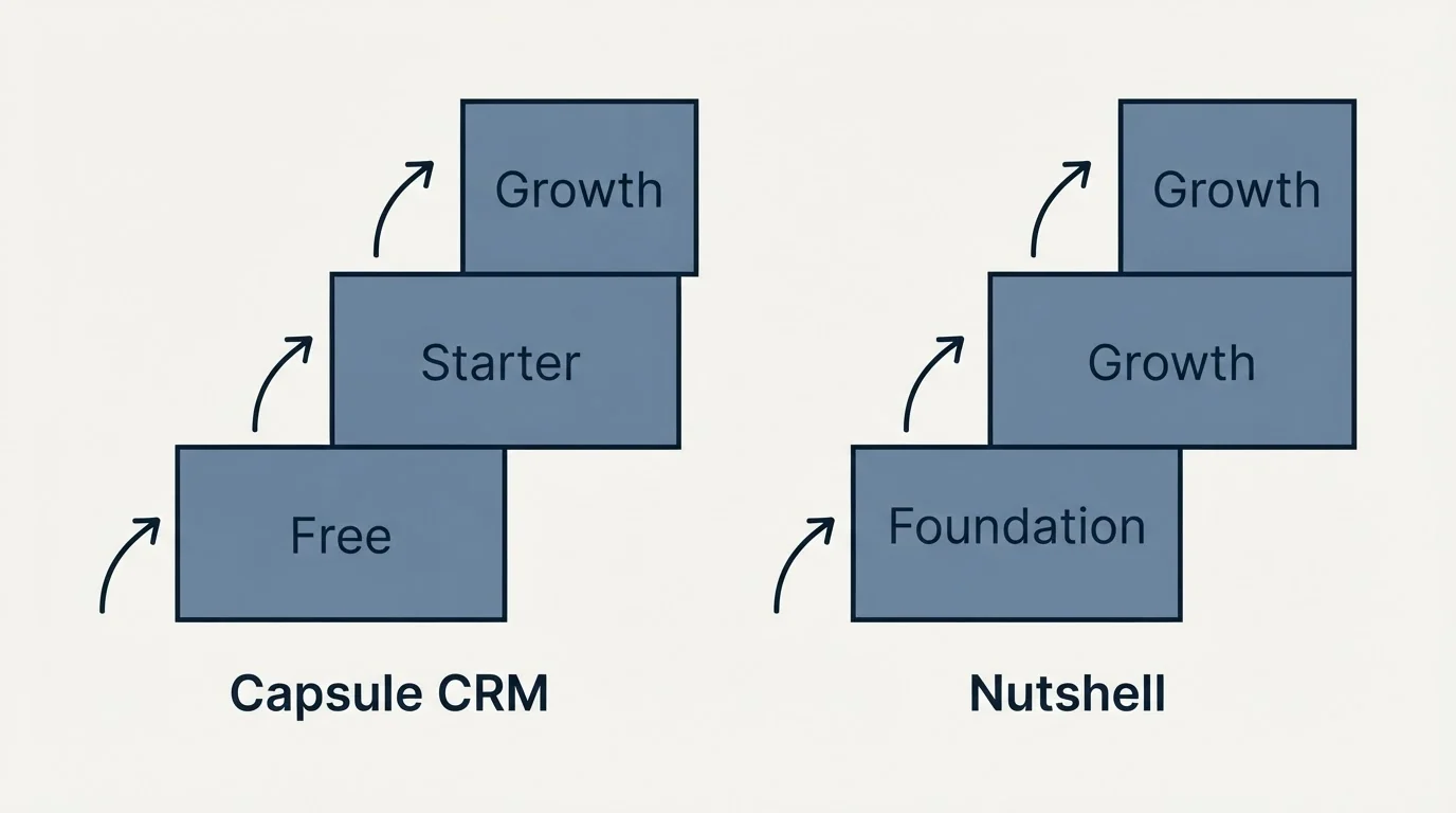 Pricing ladder: Pricing Comparison (Capsule CRM, Nutshell, Free, Foundation)