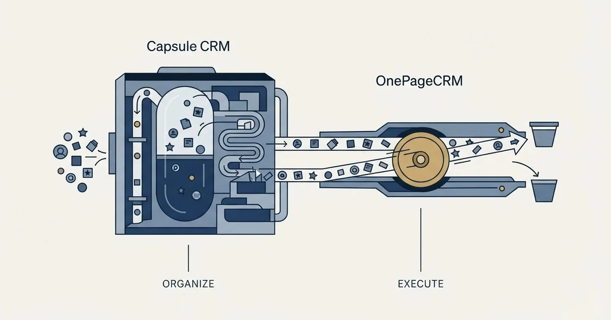 Editorial illustration for Capsule CRM vs OnePageCRM