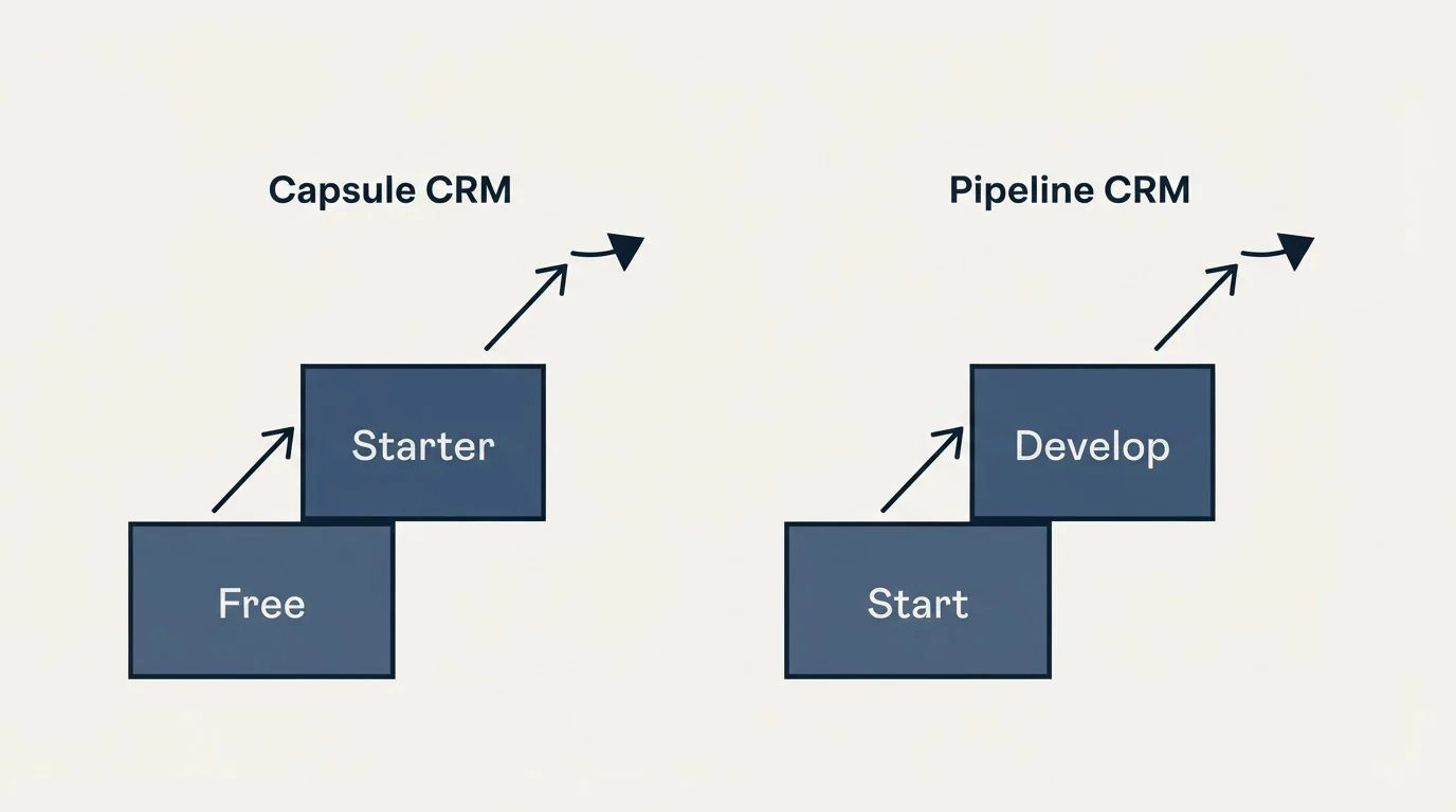 Pricing ladder: Pricing Comparison (Capsule CRM, Pipeline CRM, Free, Start)