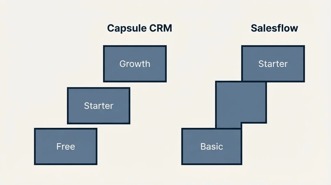 Pricing ladder: Pricing Comparison (Capsule CRM, Salesflow, Free, Basic)