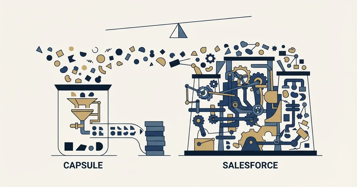 Editorial illustration for Capsule CRM vs Salesforce