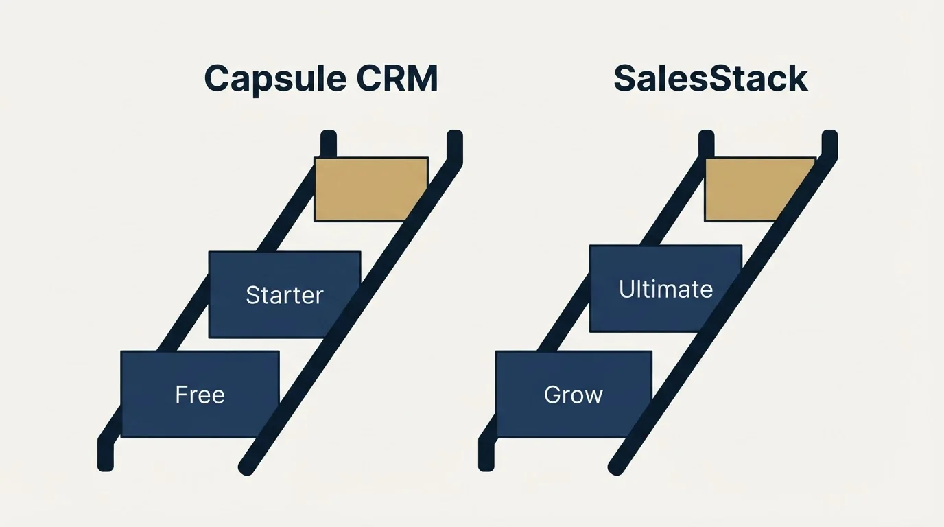 Pricing ladder: Pricing Comparison (Capsule CRM, SalesStack, Free, Grow)