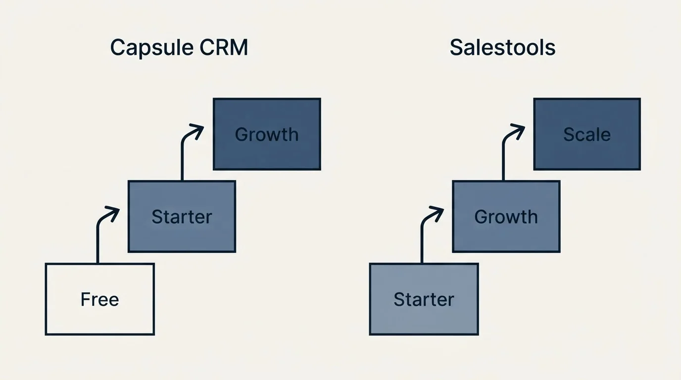 Pricing ladder: Pricing Comparison (Capsule CRM, Salestools, Free, Starter)