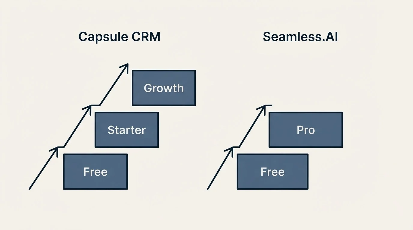 Pricing ladder: Pricing Comparison (Capsule CRM, Seamless.AI, Free, Starter)