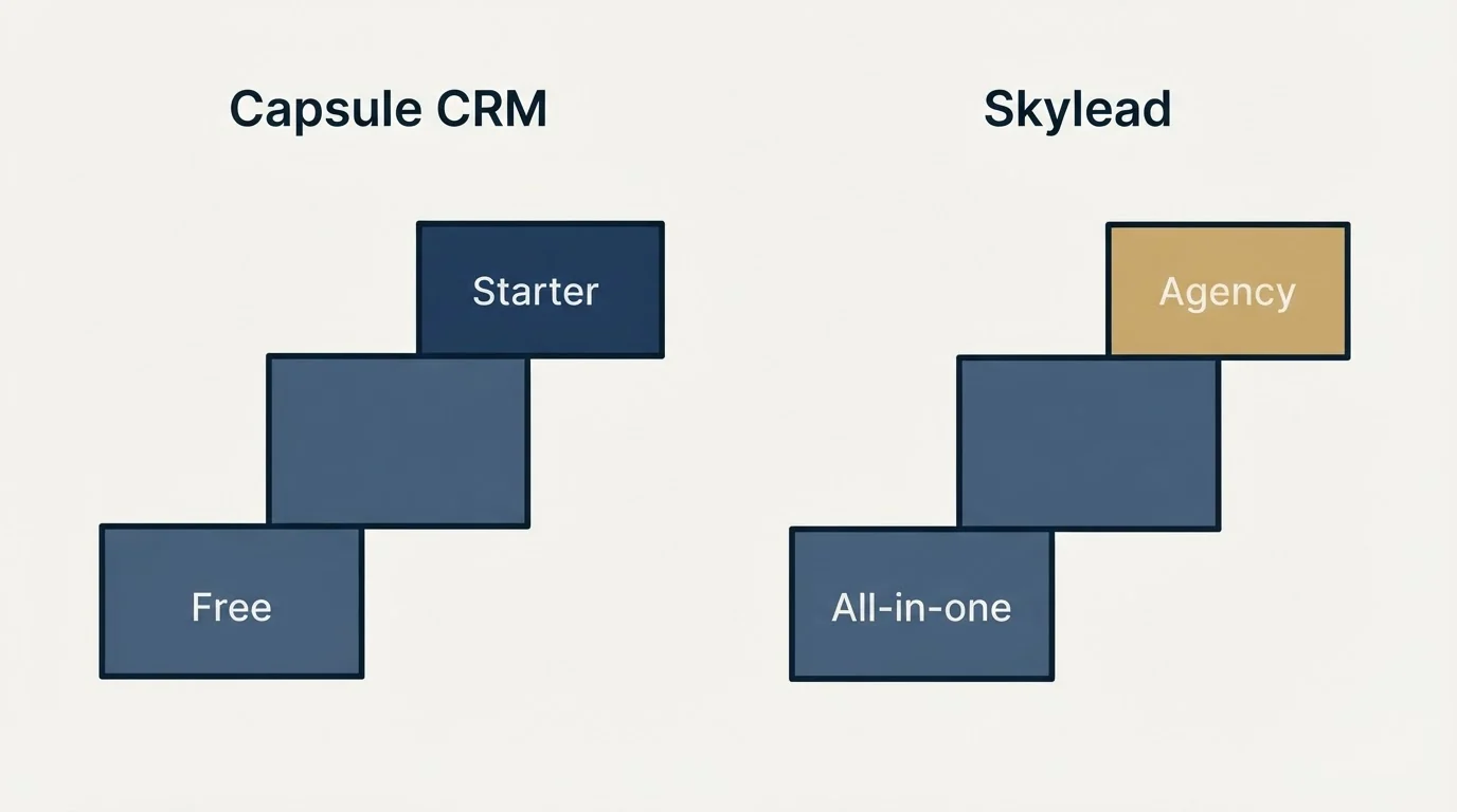 Pricing ladder: Pricing Comparison (Capsule CRM, Skylead, Free, All-in-one)