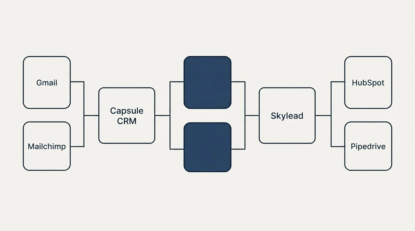 Integration flow: Integration Ecosystem (Capsule CRM, Skylead, Gmail, HubSpot)