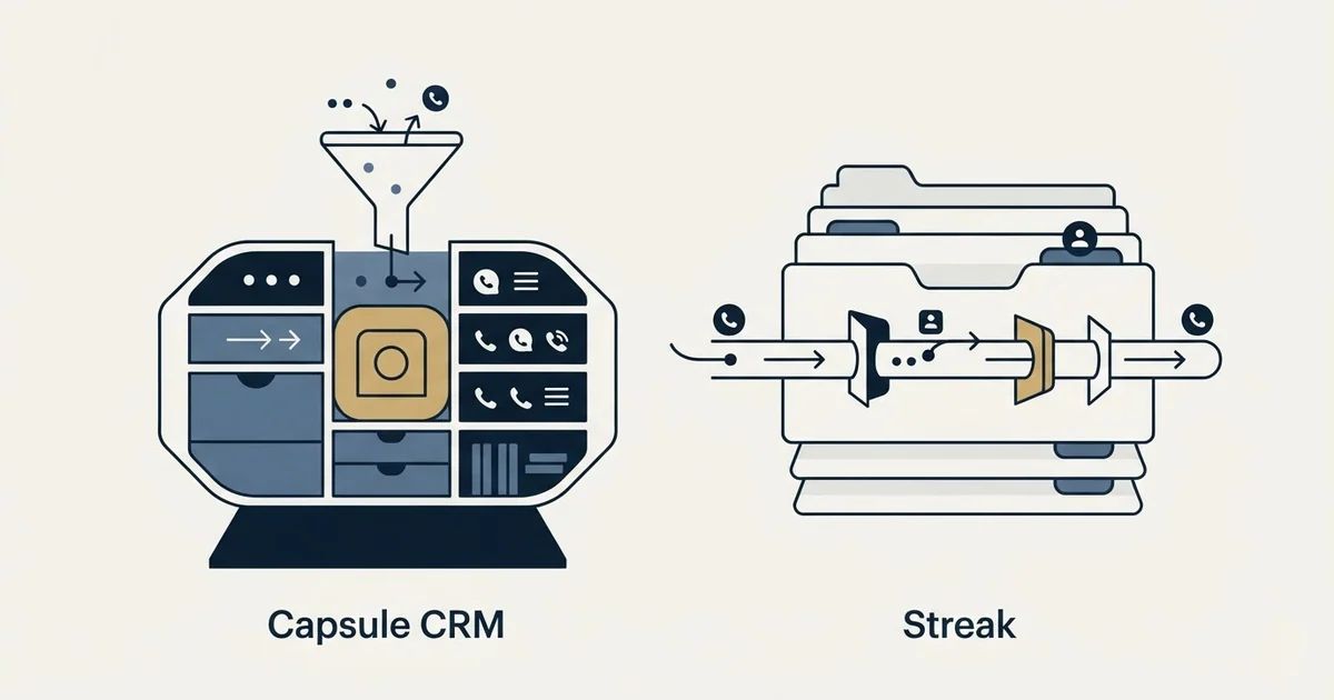 Editorial illustration for Capsule CRM vs Streak