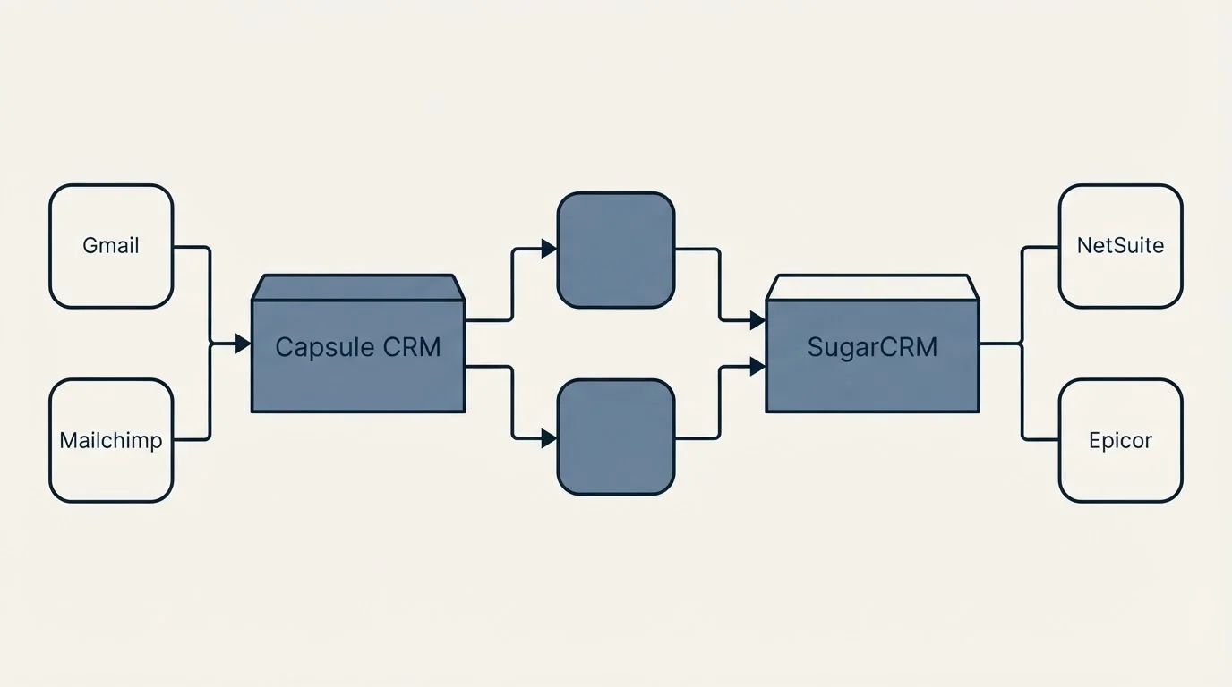 Integration flow: Integration Ecosystem (Capsule CRM, SugarCRM, Gmail, NetSuite)