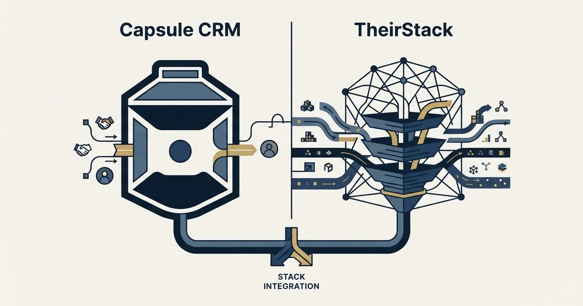 Editorial illustration for Capsule CRM vs TheirStack