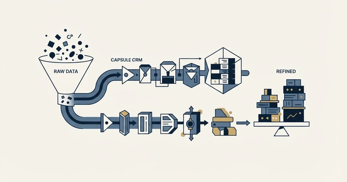Editorial illustration for Capsule CRM vs Wiza