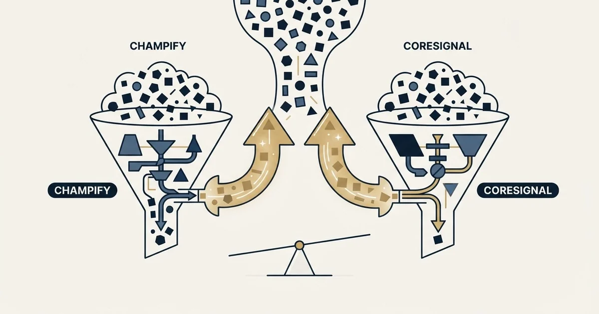 Editorial illustration for Champify vs Coresignal