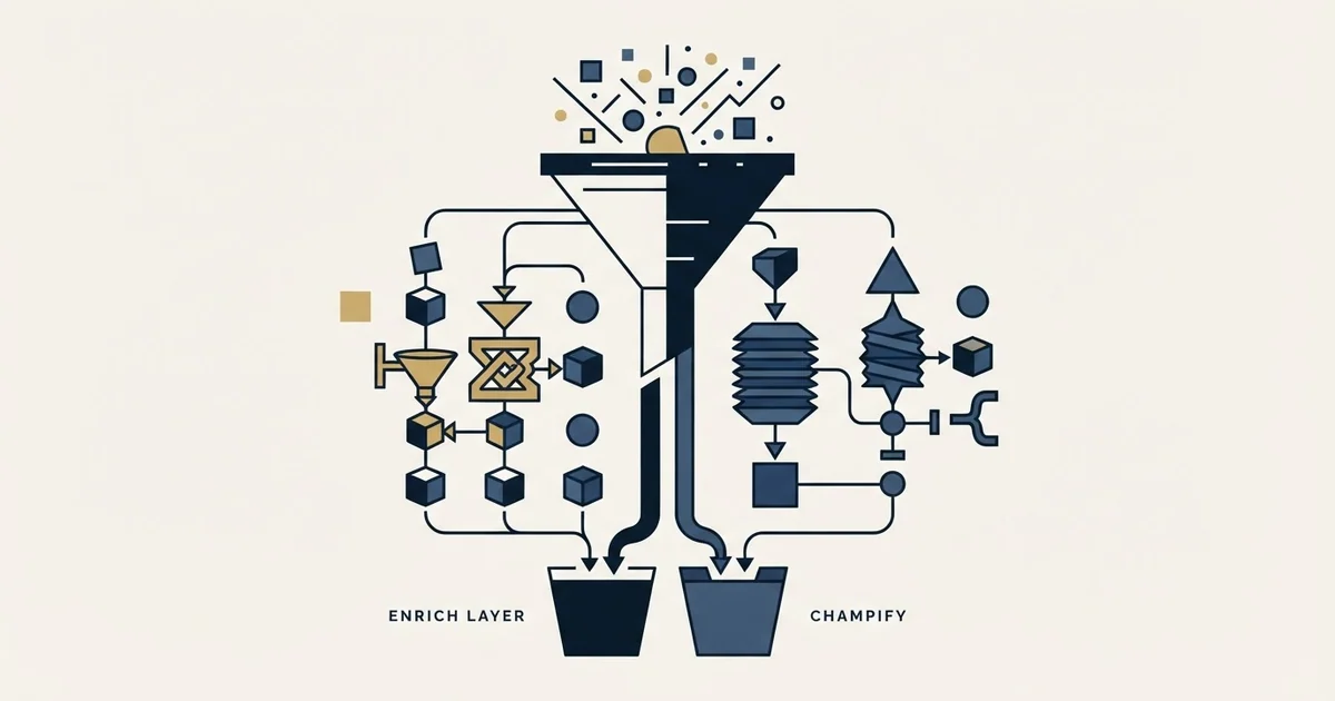 Editorial illustration for Champify vs Enrich Layer