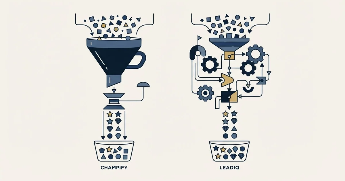 Editorial illustration for Champify vs LeadIQ