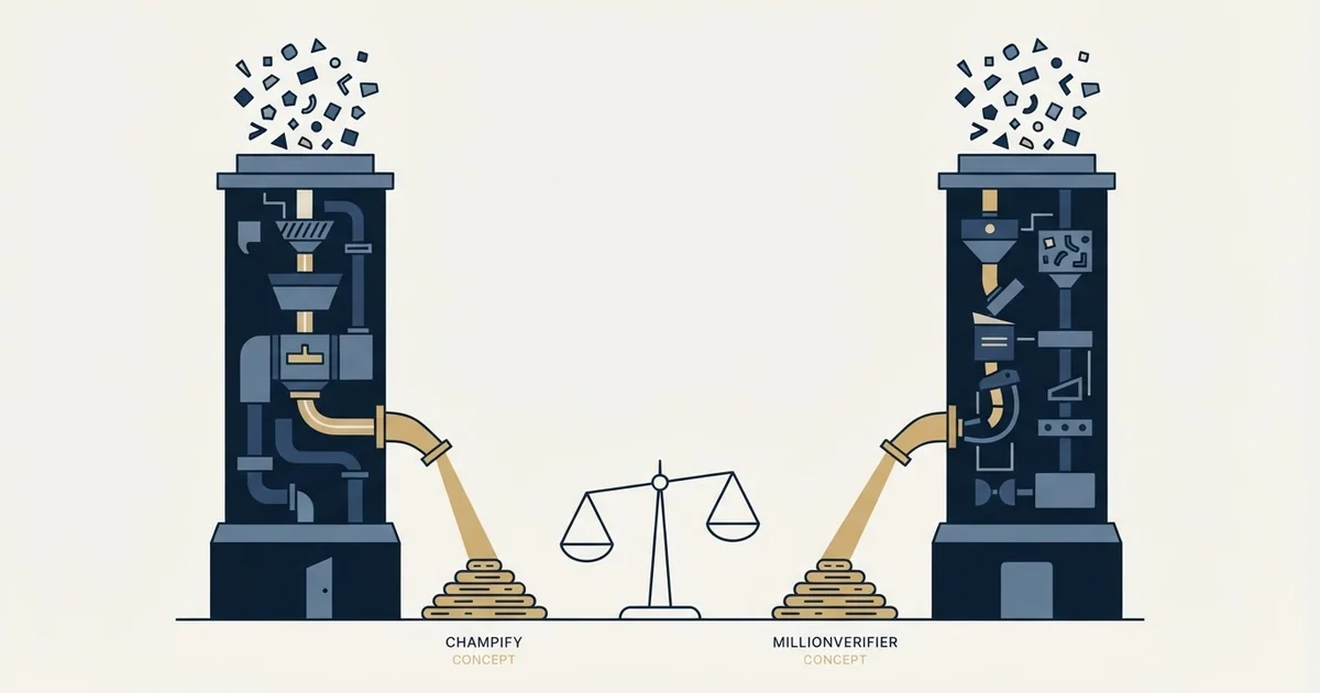 Editorial illustration for Champify vs MillionVerifier