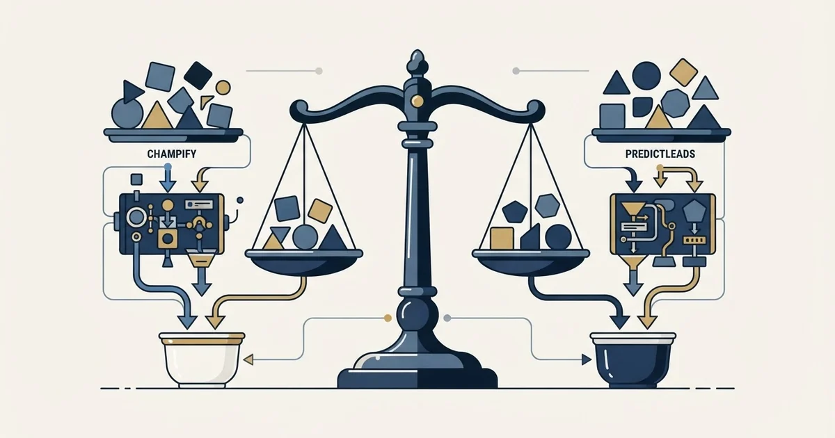Editorial illustration for Champify vs PredictLeads
