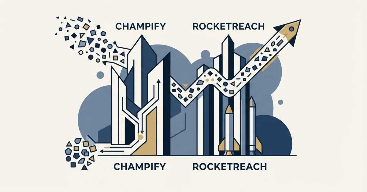 Editorial illustration for Champify vs RocketReach