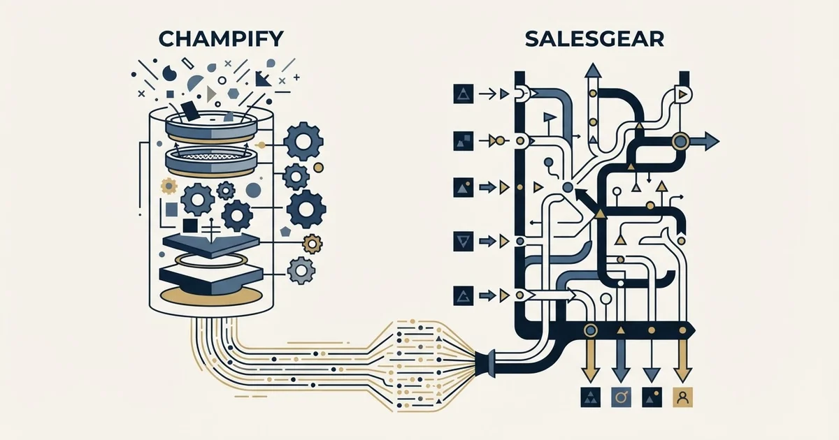 Editorial illustration for Champify vs Salesgear