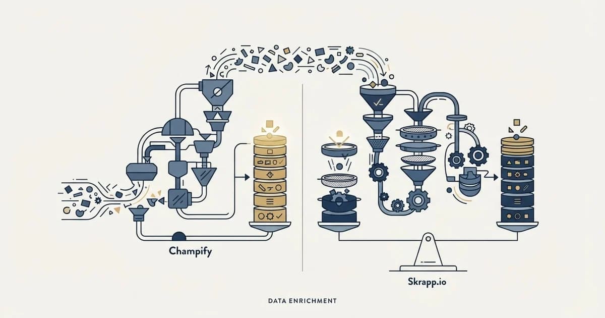 Editorial illustration for Champify vs Skrapp.io