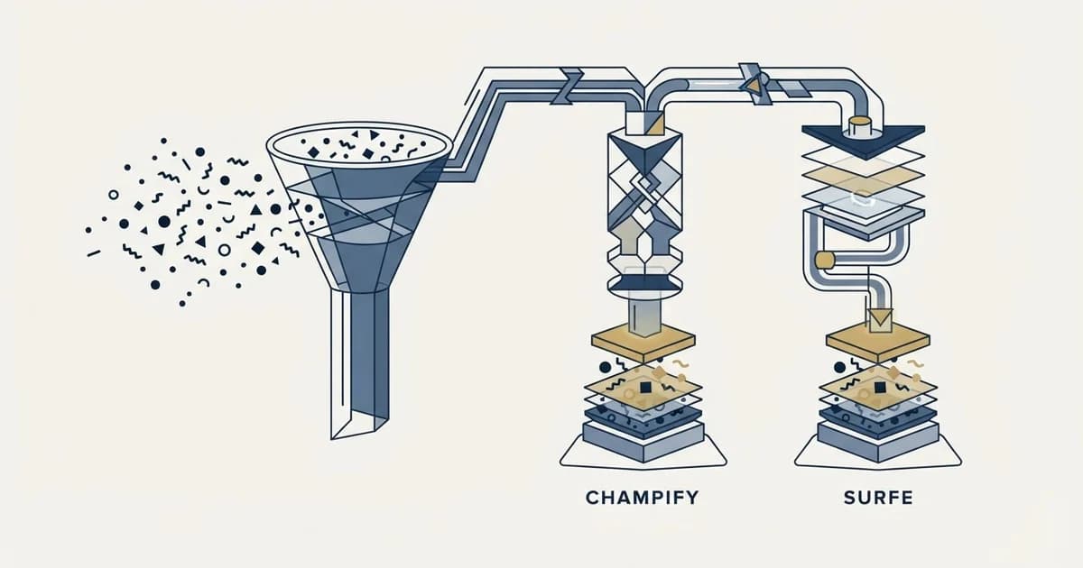 Editorial illustration for Champify vs Surfe