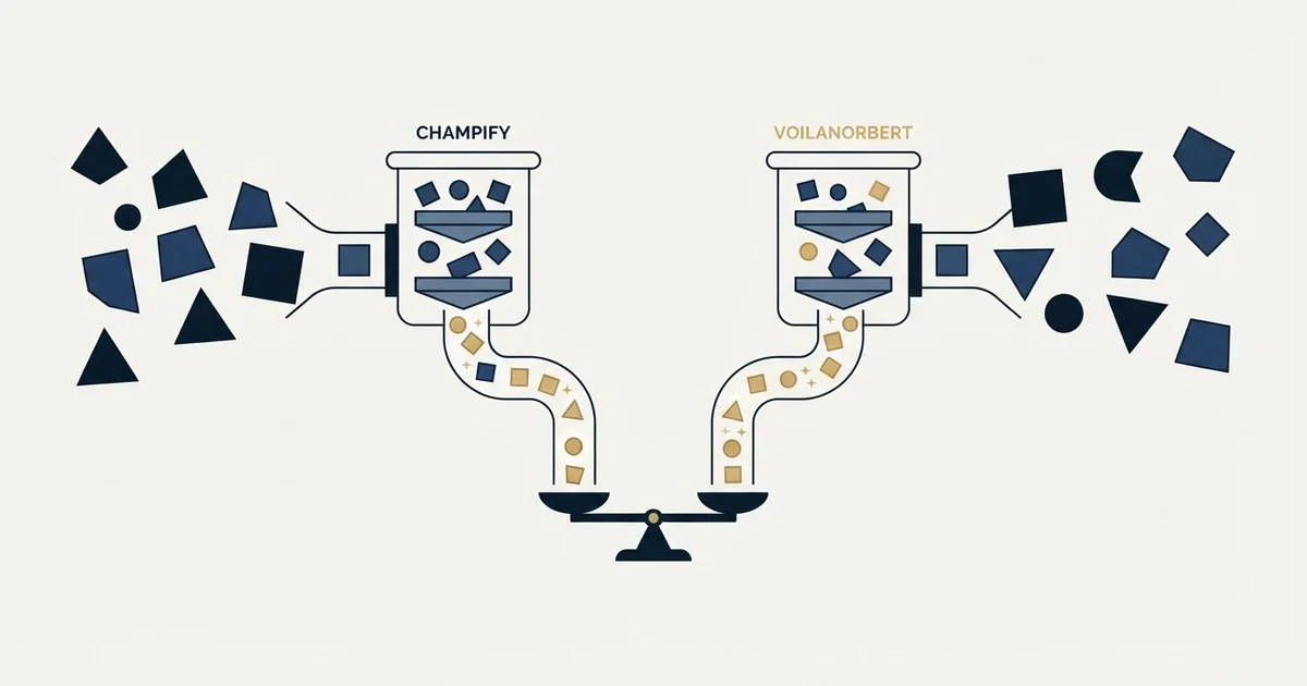 Editorial illustration for Champify vs VoilaNorbert