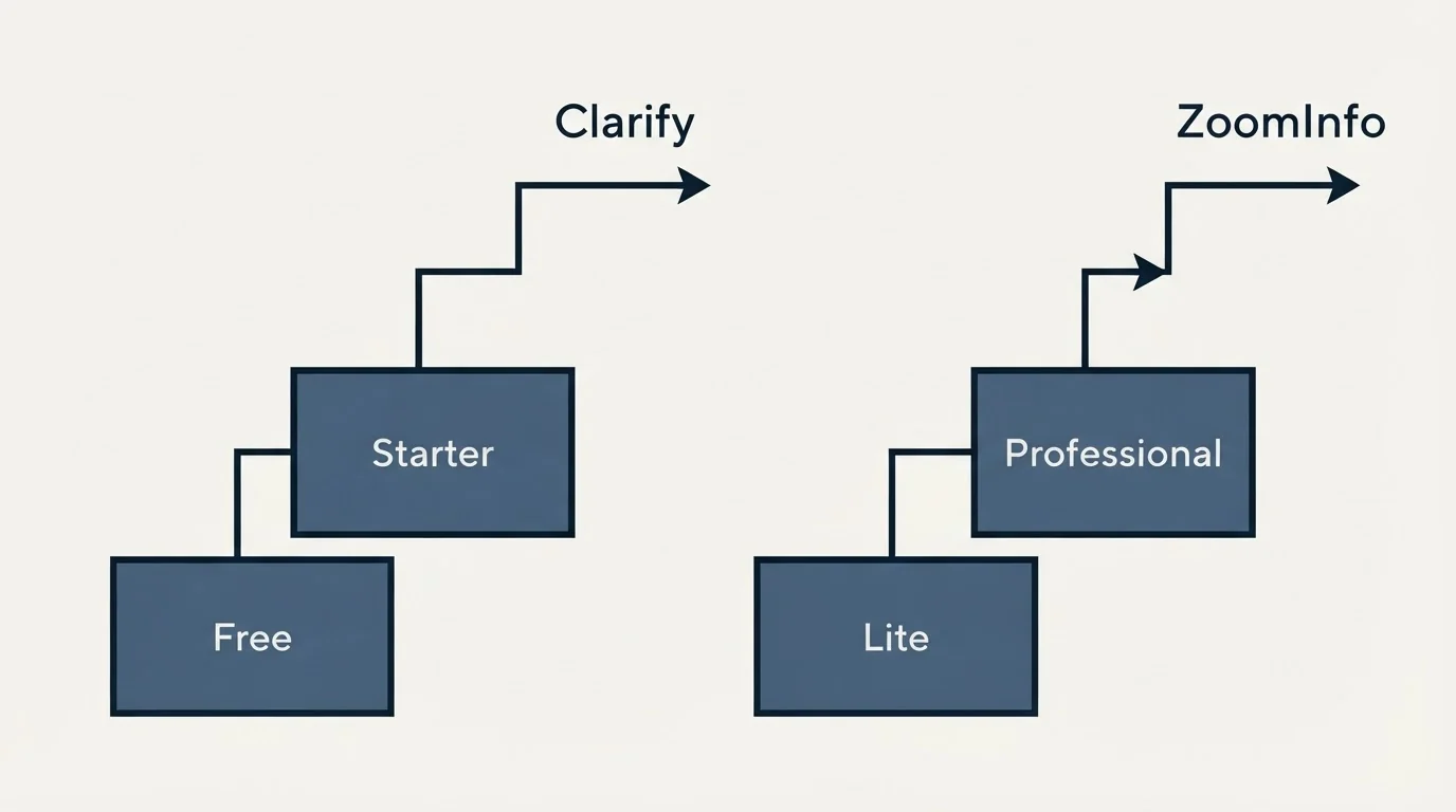Pricing ladder: Pricing Comparison (Clarify, ZoomInfo, Free, Lite)