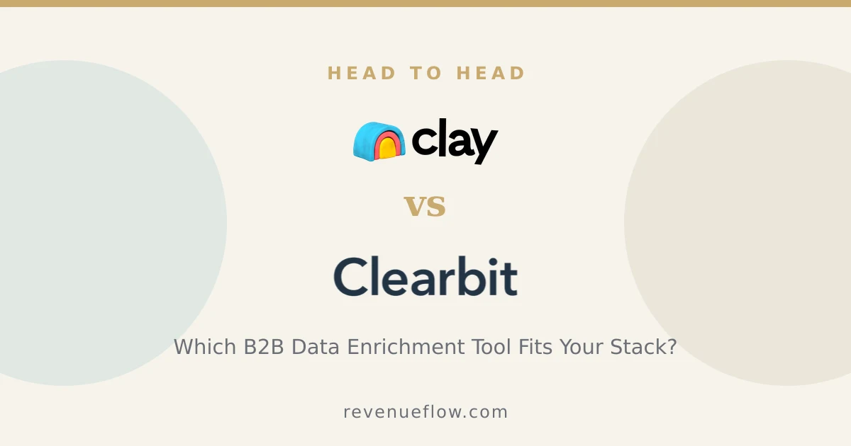 Branded cover: Clay vs Clearbit: Which B2B Data Enrichment Tool Fits Your Stack?