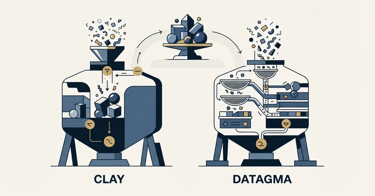 Editorial illustration for Clay vs Datagma