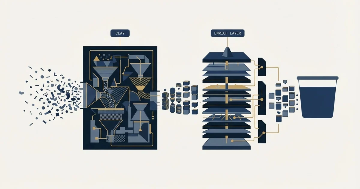 Editorial illustration for Clay vs Enrich Layer
