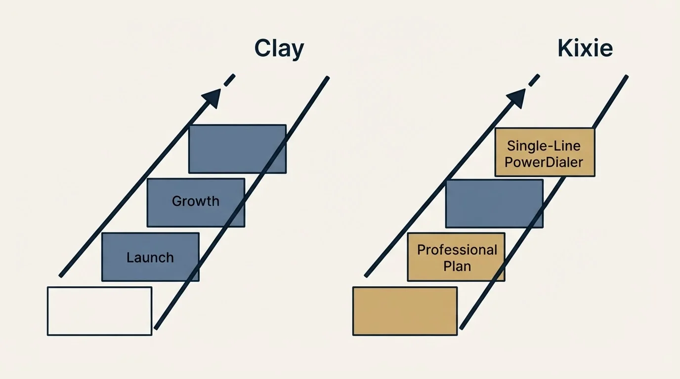 Pricing ladder: Pricing Comparison (Clay, Kixie, Launch, Professional Plan)